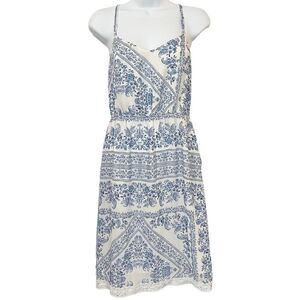 Lamer Women’s Blue White Paisley Mini Dress Medium